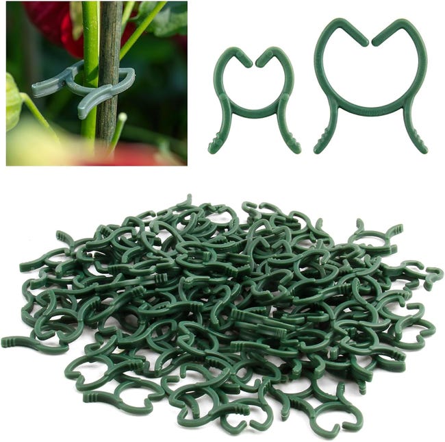 200 Pflanzenstützclips, Tomatenclips, Kletterpflanzenclips, Robuste Befestigungsclips – Größen M+l