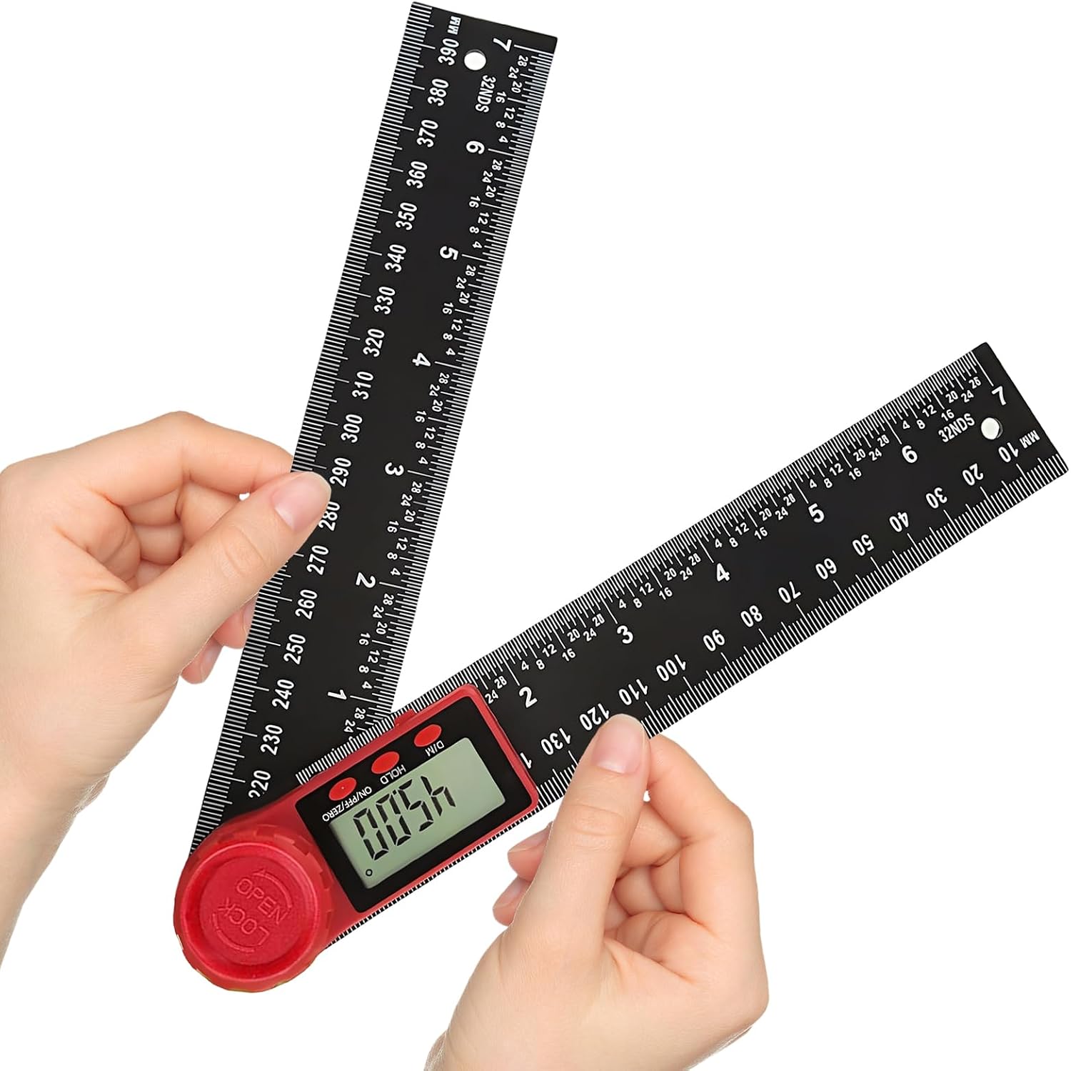 Digitaler Winkelmesser, Doppelskala 7 Zoll/200 Mm, 360°-drehung, Mit Lcd-bildschirm Und Sperrfunktion.