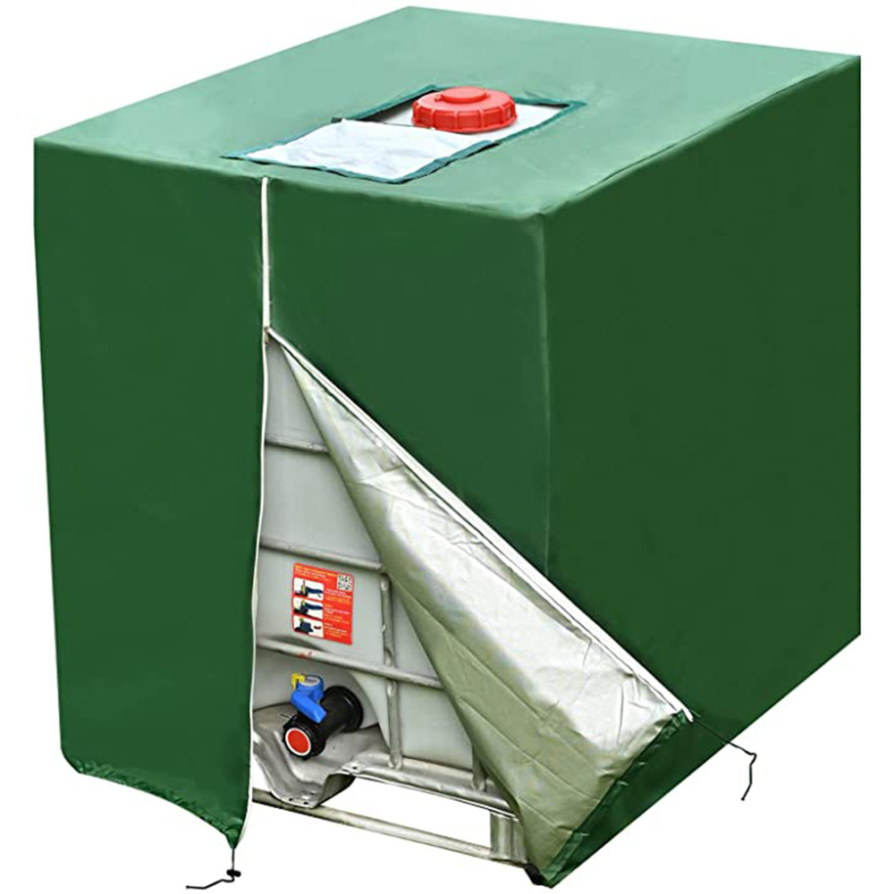 1000-liter-wassertankabdeckung, 210d-ibc-tankabdeckung Mit Reißverschluss, Ibc-schutzhülle Mit Reißverschluss, 120 X 100 X 116 Cm, Grün