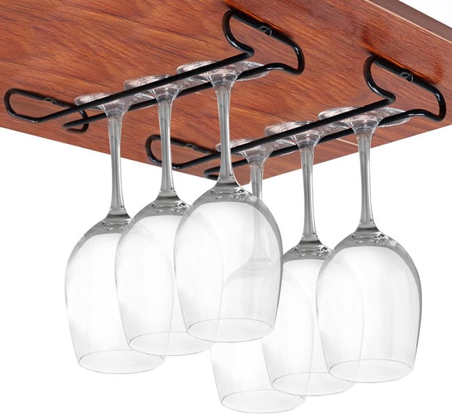 25 Cm Unterbau-weinglasregal, Stielglashalter, Glasablage, Zweiteiliges Set Für Die Küchenbar (schwarz)