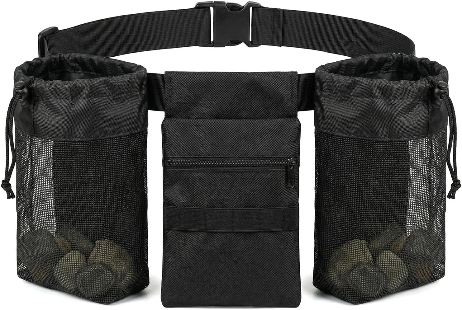 Sammeltasche Für Steine, Mit 2 Netzbeuteln, Einer Werkzeugtasche Und Verstellbarem Gürtel Atmungsaktive Netzbeutel, Leichtes Design, Ideal Zum Steinsammeln