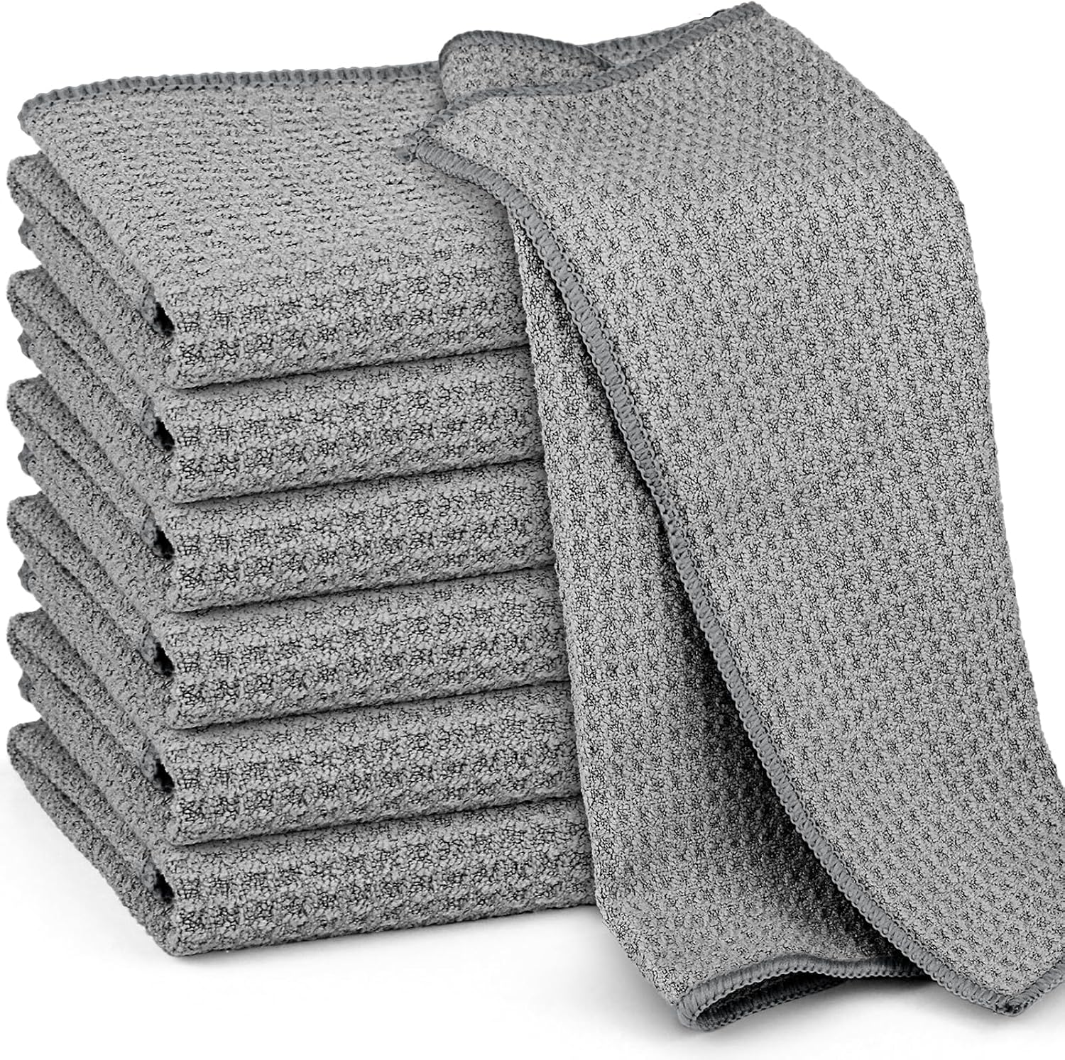Waffelstruktur-mikrofasertücher, 6er-set Saugfähige, Wiederverwendbare Und Waschbare Tücher, Grau, 25 X 25 Cm