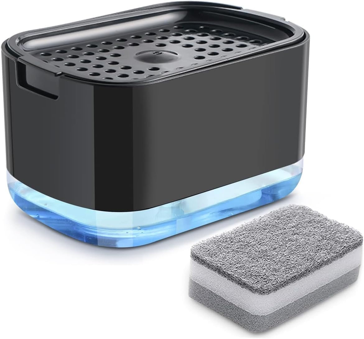 Spülmittelspender Für Die Küche, 2-in-1-speisemittelspender, Pumpseifenspender Mit Schwammhalter