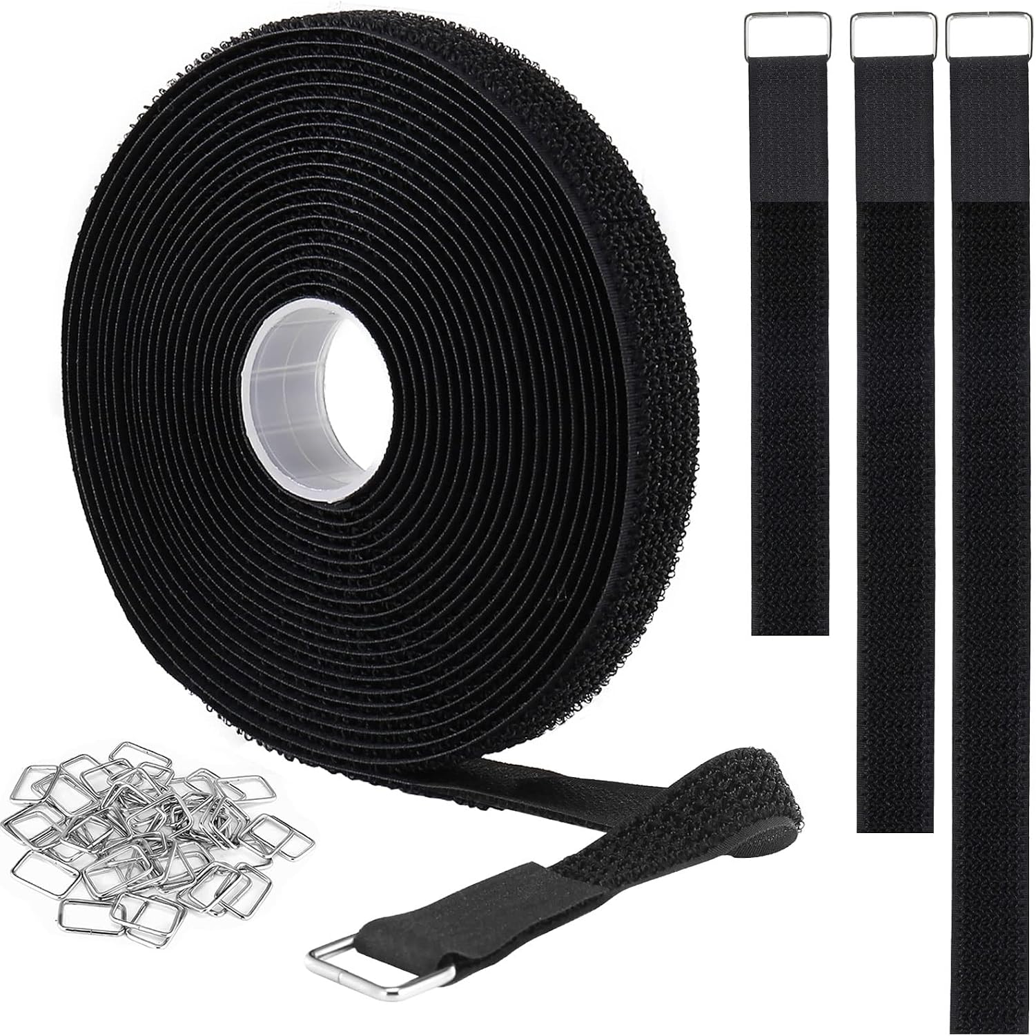 2 Cm X 10 M Selbstklebendes Klebeband Mit 50 Metallösen, Zuschneidbar Und Wiederverwendbar, Befestigungsband, Schwarz