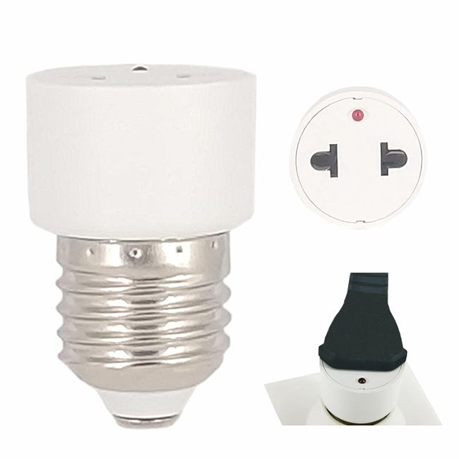 2-teiliger E27-steckdosenadapter – E27-steckdosenadapter Mit Eu-stecker, Max. 250 V, 2 A, Weiß, Einfache Installation