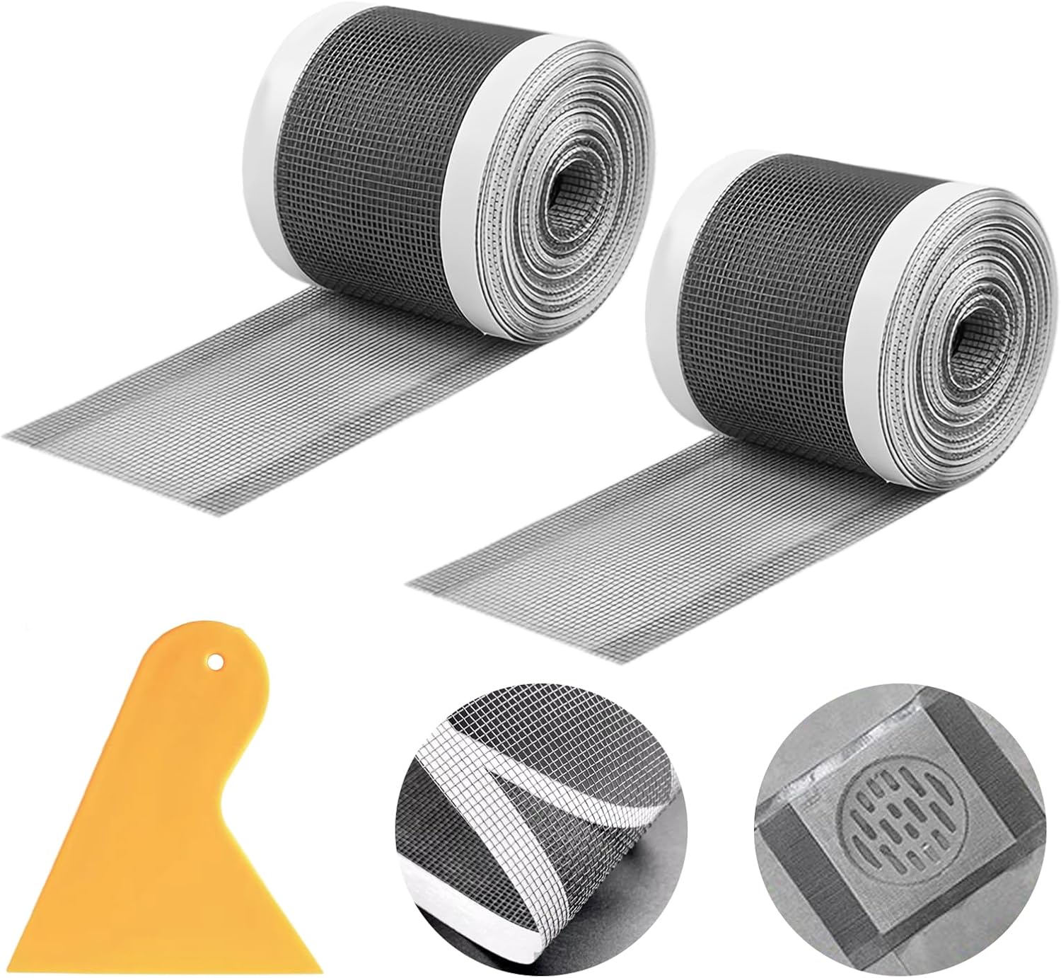 Set Mit 2 Selbstklebenden Duschhaarfängern Aus Netzgewebe (7 Cm X 5 M), Einweg-abflussstopfen Mit Spachtel, Einweg-haarfilter Für Badewanne Und Küche
