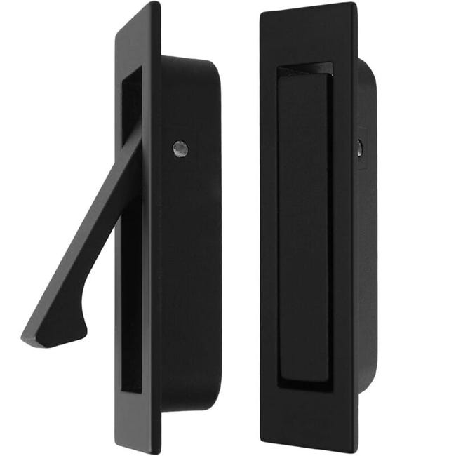 Set Mit 2 Versenkbaren Türgriffen, Verdeckten Schubladengriffen, Schiebetürgriffen, Eingelassenen Türbeschlägen (schwarz)