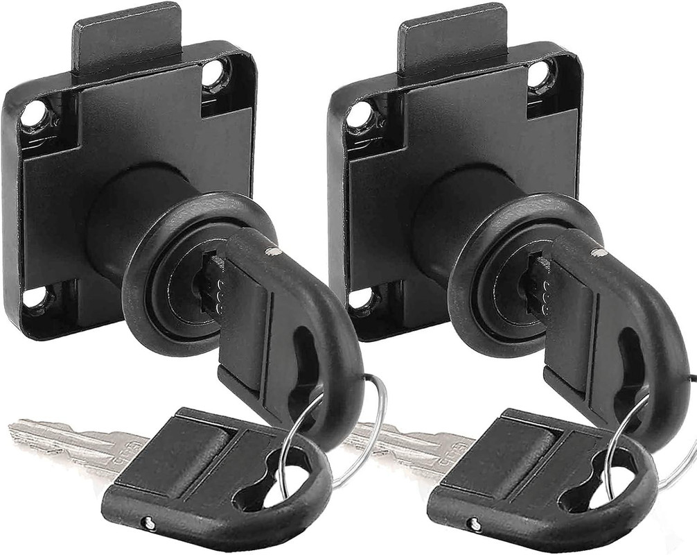 Set Mit 2 Nockenschlössern, Sicherheitsschlösser Für Schränke, Schubladen, Spinde, Briefkästen Und Möbel, Schwarz