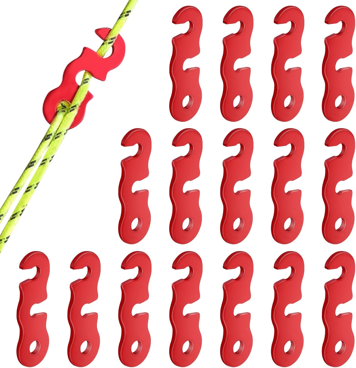 Set Mit 16 Seilspannern Aus Aluminiumlegierung – Seilversteller Für Camping, Zelt, Plane, Wandern – Leichte Und Langlebige Abspannleinenspanner (4,3 X 1,5 Cm)