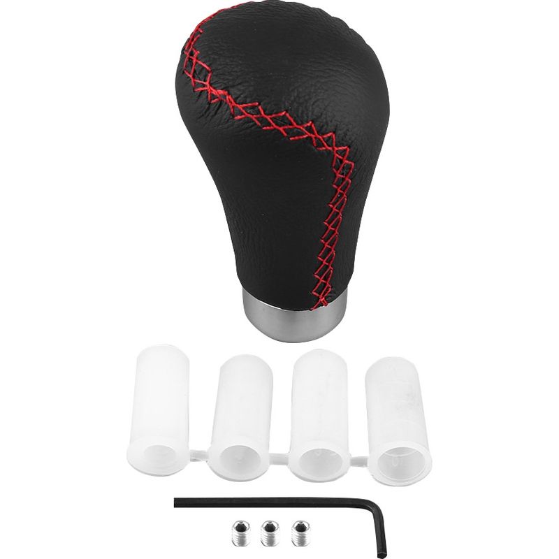 Universeller Schaltknauf, Hebelkopf Mit 4 Adaptern, Schwarzes Leder, Rote Punkte