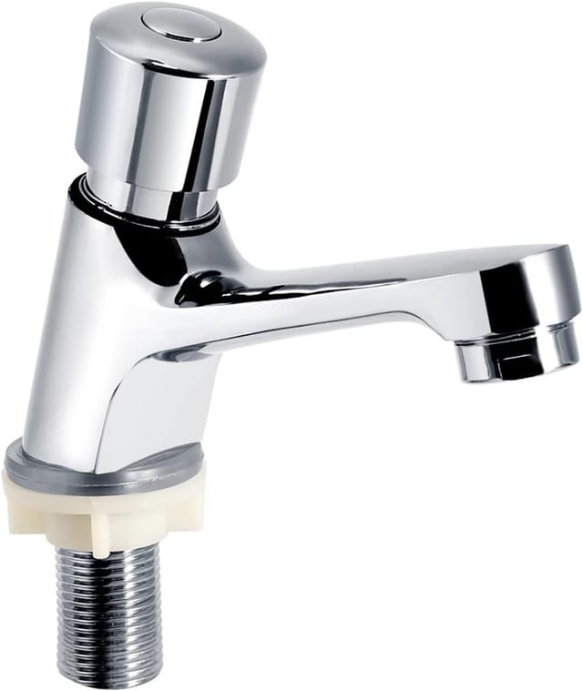 Robinet de Bassin, Robinet à Bouton Chromé Robinet D'évier à économie d'eau Robinet de Cuisine Salle de Bain Robinet de Bassin pour Hôtel à la Maison