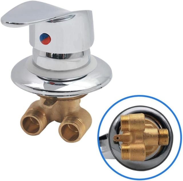 Mitigeur Cabine De Douche Robinet De Douche En Laiton Inverseur De Sortie Robinet Mitigeur De Douche Chromé Connecteur G1/2" Mitigeur D'Eau Froide Et Chaude De Douche Pour Salle