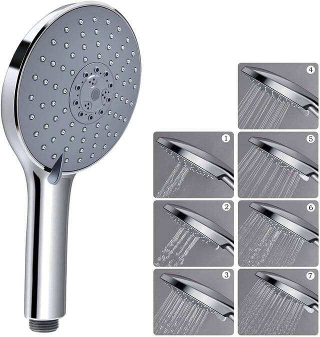 Douchette, 6" Pommeau de Douche Haute Pression de Grand Panneau, 7 Spray Modes Douchette Universelle de Massage, ABS Chormé
