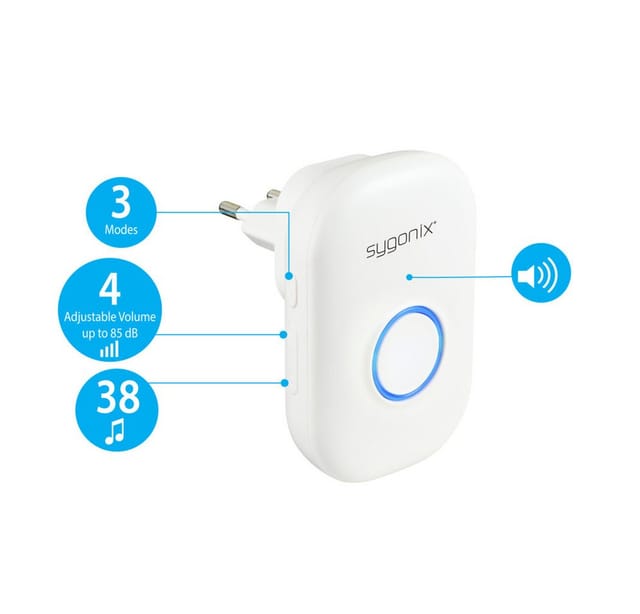 SY-5225388 Funkklingel Komplett-Set batterielos, mit Blitzlicht - Sygonix