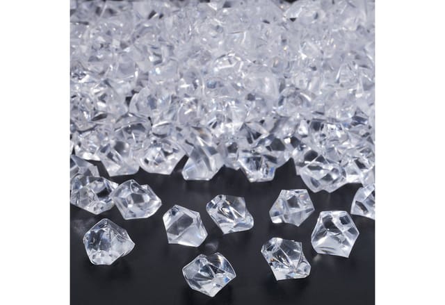 Deko Diamanten, 900er Set, Tischdeko Hochzeit, Eiswürfel Streudeko, Kunststoff, 1 x 1,5 x 1 cm, transparent - Relaxdays