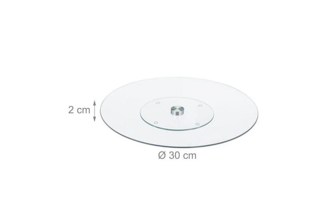 Relaxdays Tortenplatte, 360 Grad drehbar, ∅ 30 cm, zum Servieren & Dekorieren, runde Kuchenplatte, Glas, transparent