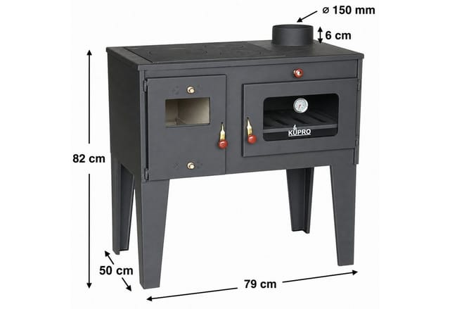 Eek a Kaminofen mit Backfach und Herdplatte Alegra 93894 6 kW Kamin Mehrfachbelegung Holzofen Ofen Holz Holzherd Küchenhexe Kochplatte Küchenofen