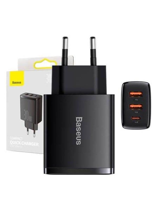 Schnellladegerät 2x USB / USB Type C 30W 3A Power Delivery Quick Charge schwarz