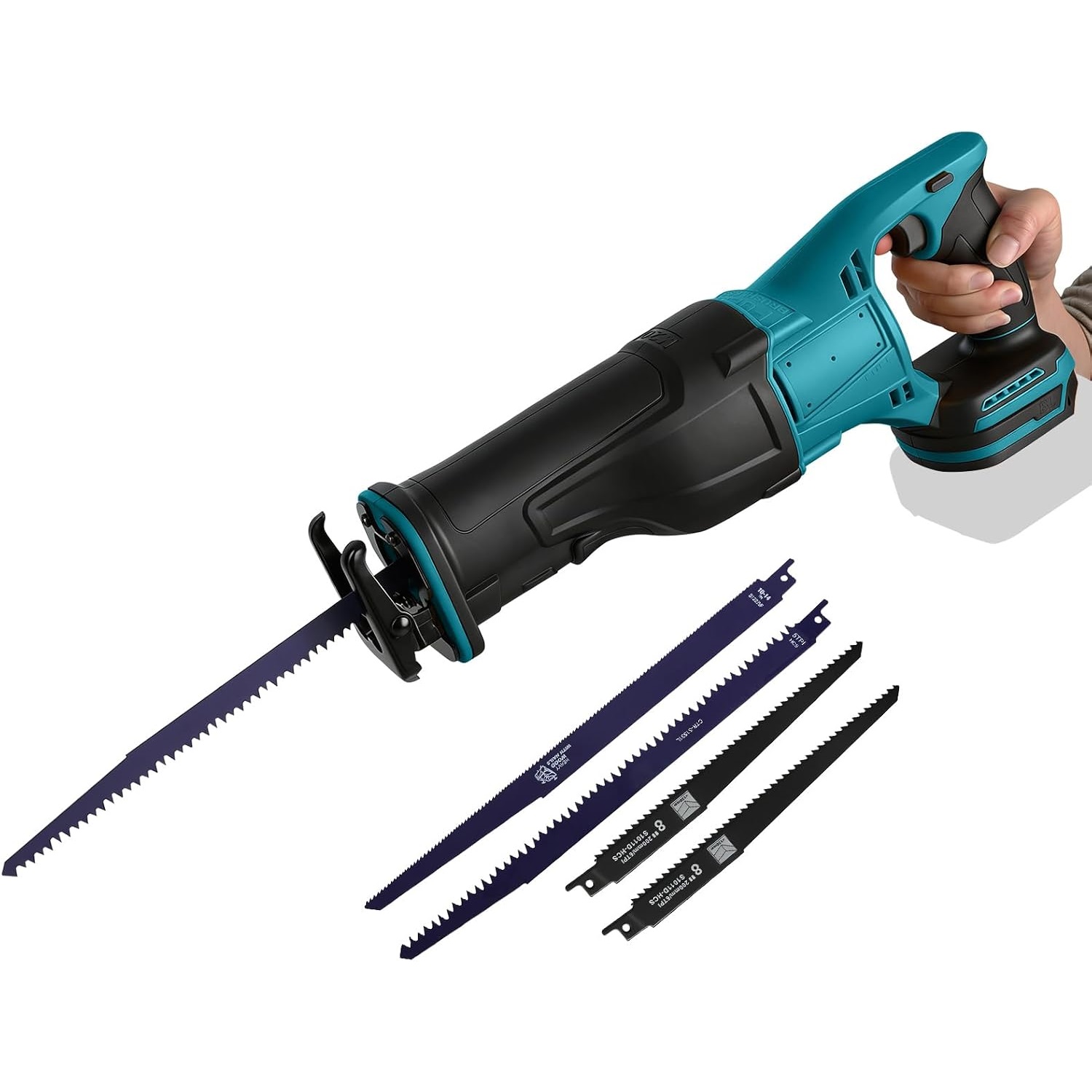 Akku-säbelsäge Blau, Für Makita 18 V Mit Bürstenlosem Motor, 3500 U/min Und 4 Sägeblättern
