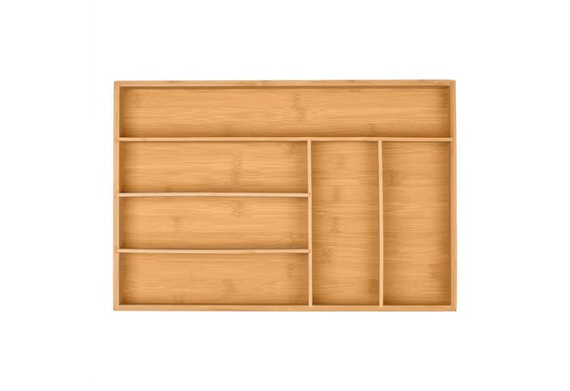 Relaxdays - Besteckkasten, 6 Fächer, Bambus, Schubladenkasten klein, Besteck & Küchenutensilien, hbt: 5x44,5x30 cm, natur