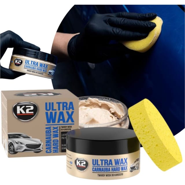K2 Carnauba-Wachs für Autowachs, Politur, UV-Schutz, Hochglanz, hervorragend für Perleffekt, 250g + kostenloser Applikator