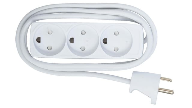 Dänische Steckdosenleiste mit 3 Steckdosen, 5 m - Microconnect