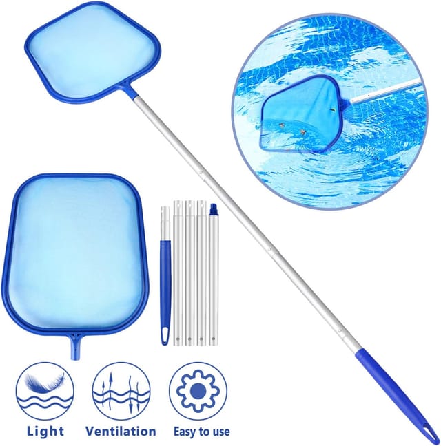 Pool-Skimmer, Pool-Skimmer/Pool-Skimmer/Laubkescher, mit 1,2 m langer Teleskopstange – feinmaschiges Netz – geeignet für Spas, Schwimmbäder – zum