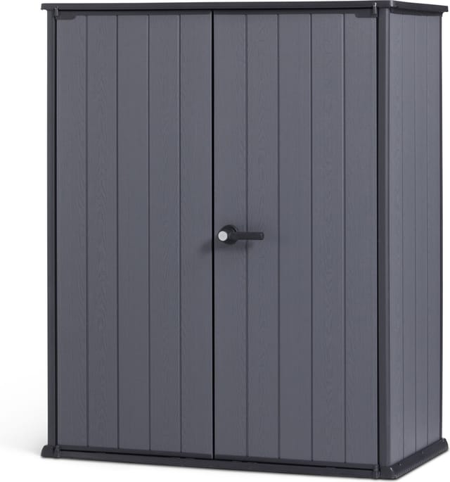 Cortina Alto Aufbewahrungsschrank - 140x73.6x170.4cm - Kunststoff - Grau - Gartenschrank. inkl. 2 Regalböden - einfach zu montieren - Keter