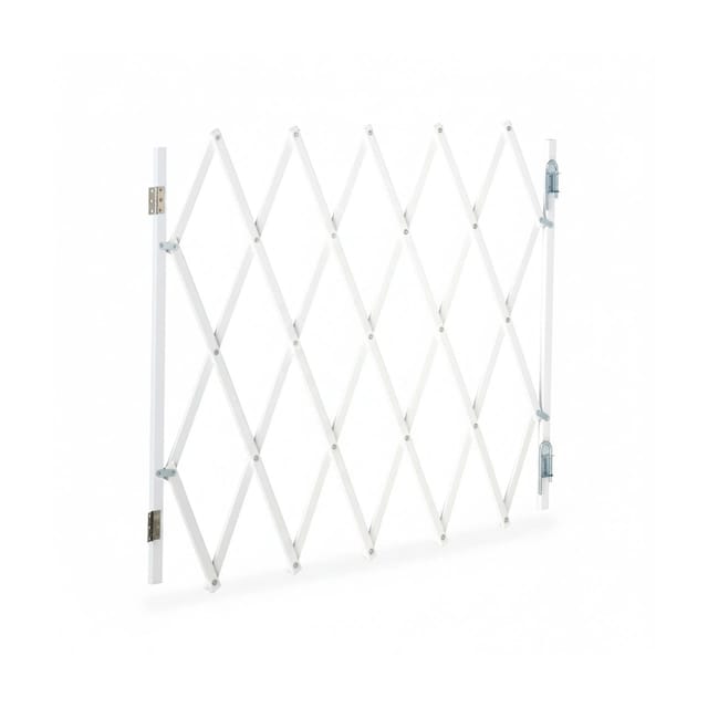 Relaxdays Hundeabsperrgitter, ausziehbar bis 118 cm, 69-82,5 cm hoch, Bambus, Hunde Schutzgitter für Treppe & Tür, weiß