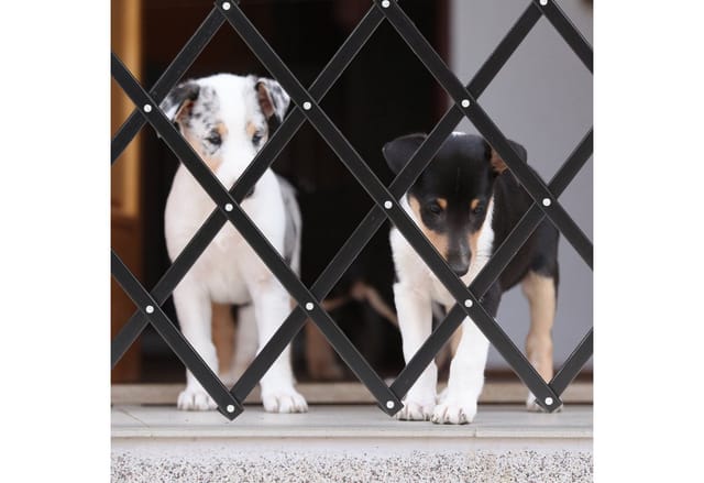 Relaxdays Hundeabsperrgitter, ausziehbar bis 118 cm, 69-82,5 cm hoch, Bambus, Hunde Schutzgitter, Treppe & Tür, schwarz