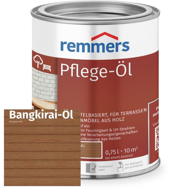 Pflege-Öl bangkirai, 5 Liter, Holzöl für Holz innen und außen, wasserabweisend, wetterfest, für Gartenmöbel und Holzterrassen geeignet - Remmers