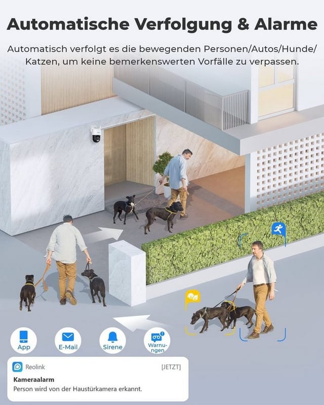 Reolink - 4K 8MP ptz Überwachungskamera Aussen mit Dual-Objektiv, 2,4/5GHz wlan, Auto-Tracking, Smarte Personen-/Fahrzeug-/Haustiererkennung, 6X