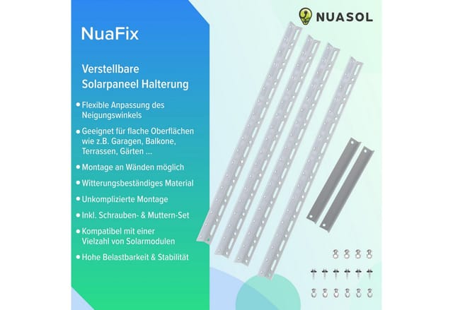 Nuasol - Halterung für Solarpanel Aufständerung bis 72 cm 28 Zoll Flachdach pv