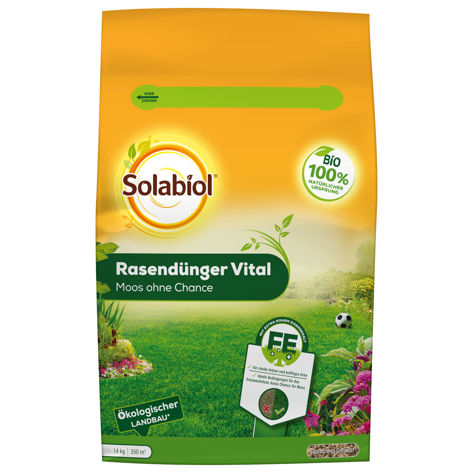 Rasendünger Vital, Moos ohne Chance - 14 kg - Solabiol