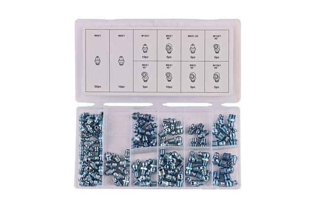 Kestek Kegelschmiernippel Schmiernippel Set 110 tlg. Sortimentskasten M6 M8 M10