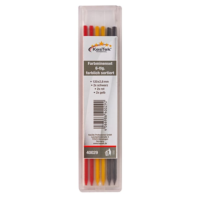 Kestek - Farbminenset Graphitminenset 6tlg farblich sortiert für Tiefenlochmarker