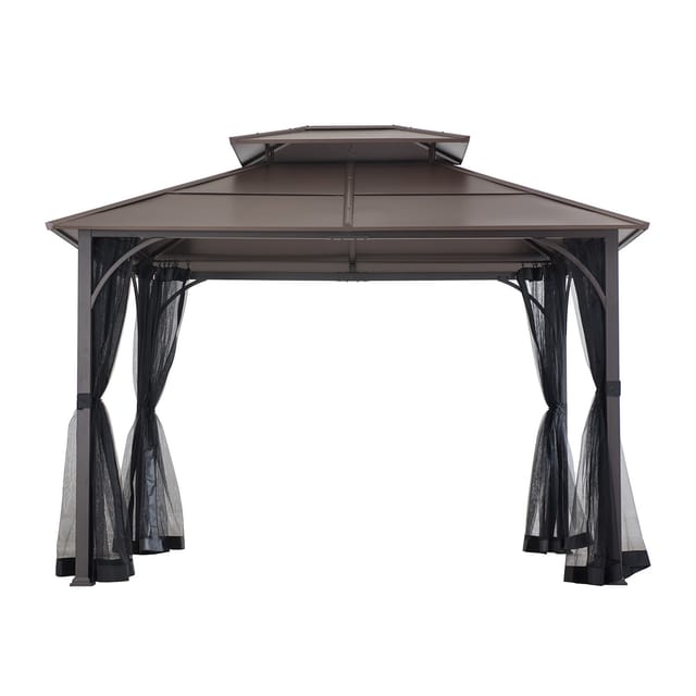 Stahl Gazebo kaldi in Braun - 307cm x 336cm