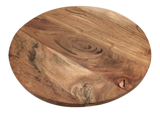 Akazienholz Drehteller natur - 37 cm - Massive Holz Servierplatte drehbar - Deko Holzteller Servierbrett Gewürzrondell Kuchenplatte
