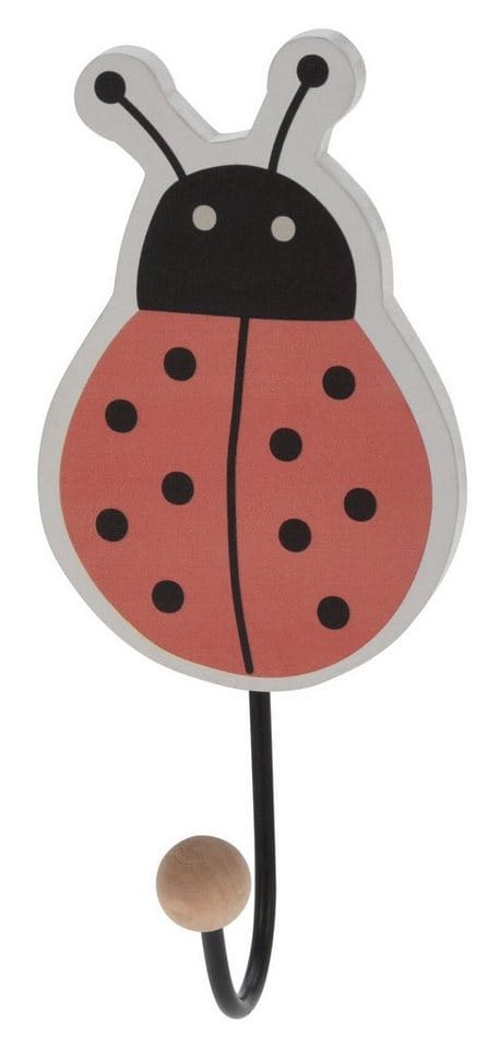 Kinder Kleiderhaken mit Tier Motiven - 4er Set - Holz Wand Garderobe Kindergarderobe Garderobenhaken Schmetterling Biene Marienkäfer