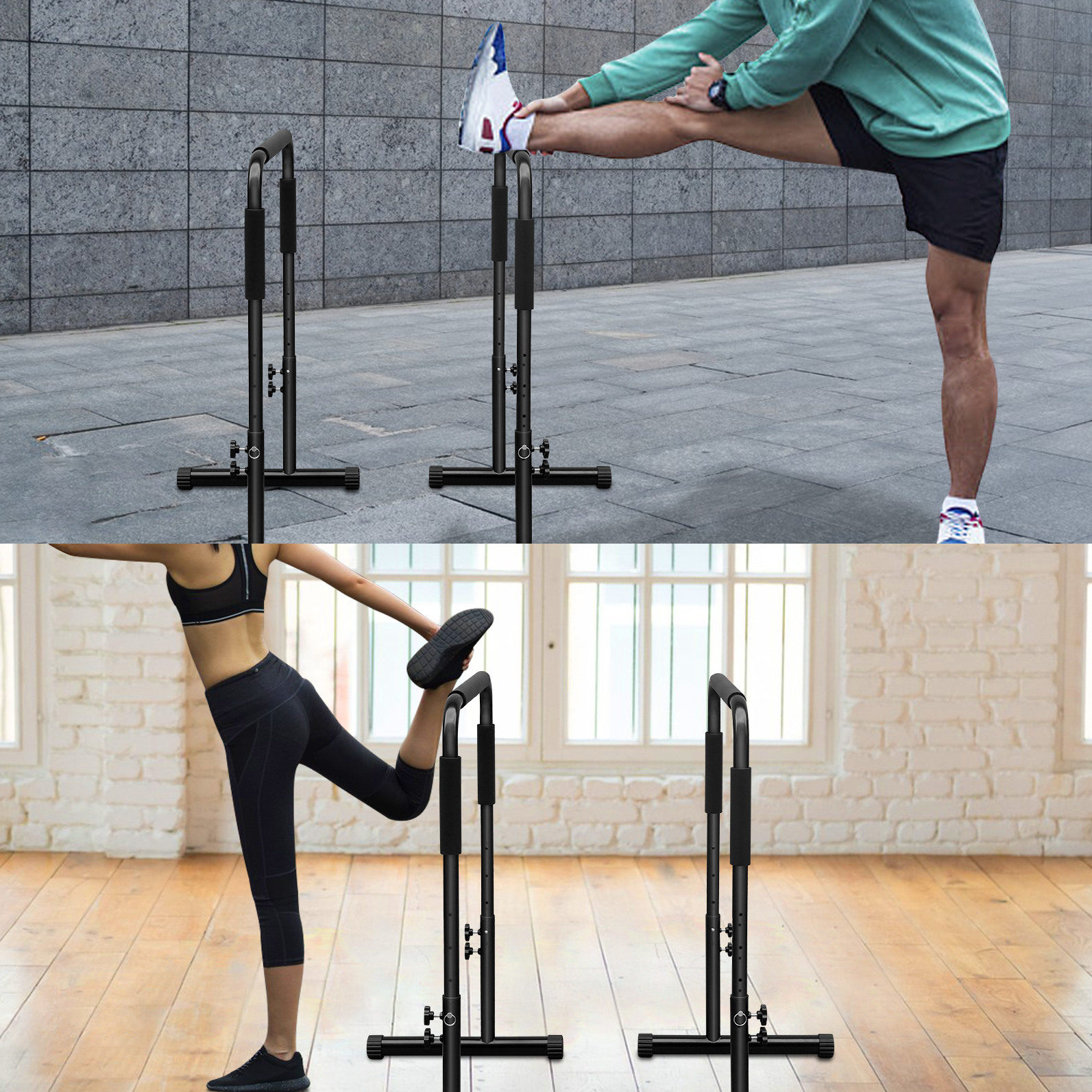 Dip Bar Station (86 X 69 X 78.75-94 Cm), Höhenverstellbar, Platzsparend Stapelbar, Eisen, Schwarz