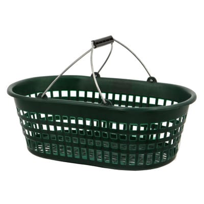 Gartenkorb mit Draht-Klappbügel, 15 kg oval, grün mit Draht-Klappbügel