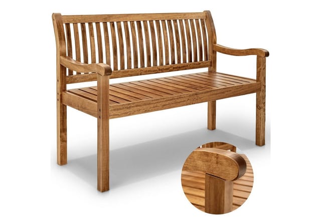 Tillvex - Gartenbank Holz Dunkelbraun 150 cm / 3 - 4 Personen Parkbank Massiv Sitzbank Garten Gartenmöbel