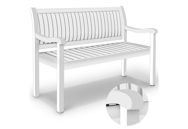 Gartenbank Holz Weiß 125 cm / 2 - 3 Personen Parkbank Massiv Sitzbank Garten Gartenmöbel - Tillvex