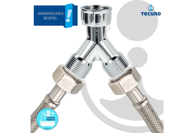 Tecuro - 2-Wege Y-Verteiler Gabelstück allseitig 3/4 Zoll ag/ag/ig - Messing glanzverchromt