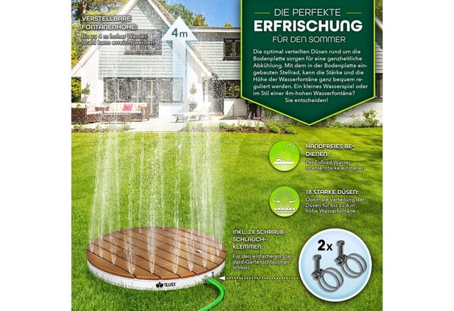 Gartendusche rund outdoor bis 4 m Fontänenhöhe Bodendusche mit Fußrad Außendusche rutschfest Saunadusche wetterfest Campingdusche aus