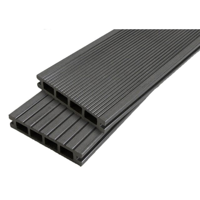 Mccover - Doppelzellige Terrassendiele aus Verbundholz – Farbe – Anthrazitgrau, Dicke – 25 mm, Breite – 14 cm, Länge – 120 cm, überdachte Fläche in