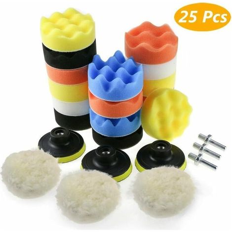 – 25-teiliges Autopolierpad-set – Schaumstoff Und Wolle – M10-adapter Inklusive – Für Detail- Und Feinpolitur