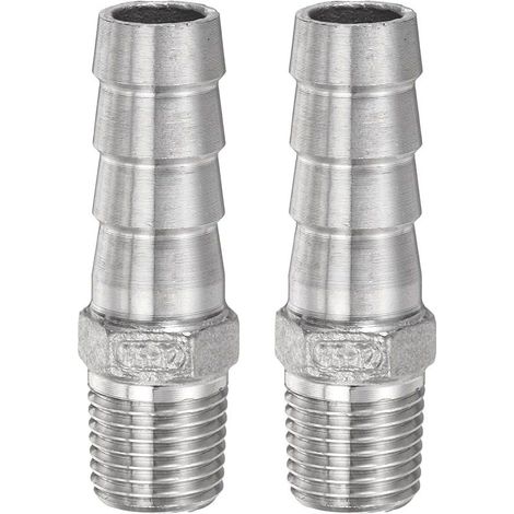Stück Edelstahl-schlauchverbinder Mit Widerhaken, 0,5" (12 Mm), Widerhaken X 1/4" Außengewinde, Schlauchverbinder Für Luftschläuche, Kupplungsgewinde, Adapter Für Wasser- Und Kraftstoffschläuche