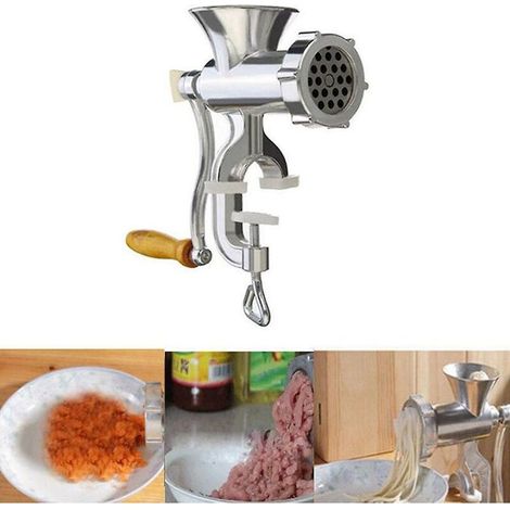– Manueller Fleischwolf – Edelstahl – Handkurbelbetrieb – Einfülltrichter Aus Aluminiumguss – Für Wurst Und Nudeln