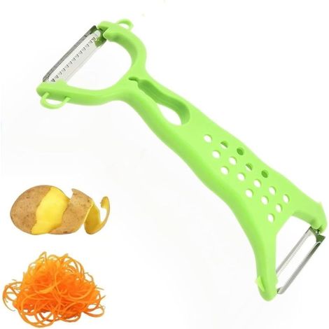 Doppelfunktionaler Edelstahl-schäler, 2 In 1 Zum Schälen Und Reiben, Obst- Und Gemüseschäler Mit Ergonomischem Griff (grün)